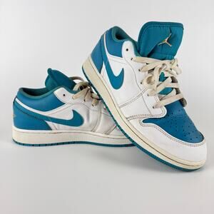 Nike Air Jordan 1 Aquatone Low Sneakers Boy's 7Y 553560-174 Basketball DIRTY
